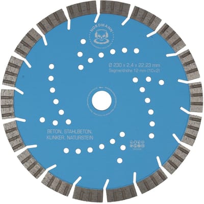 Diamantdoorslijpschijf Ø 230 mm voor Beton en Baksteen - Turbo N-12