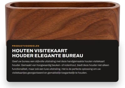 Dailygoods- Visitekaartjeshouder Handgemaakt - Houten Opbergdoos - Deskstand voor 20-35 Kaarten - Elegant en Duurzaam - Beuken/Notenhout - Kaartjeshouder