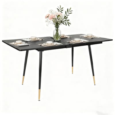 Meubles Cosy – Uitschuifbare eettafel – 120-160 cm – Zwarte houtlook