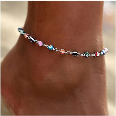 Kleurrijke kralen enkelbandjes voor op het strand-zilveren enkelarmbandjes-verstelbare zomerse voetsieraden voor vrouwen en meisjes