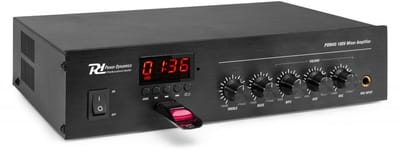 Power Dynamics PDM45 100V versterker 45W met Bluetooth, mp3 speler en radio