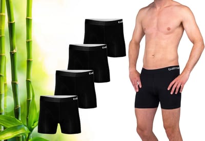 Bamboo Elements - Ondergoed Heren - 4 Stuks - Boxershort Heren - Zwart - M - Bamboe Boxershorts voor mannen - Bamboe Ondergoed Heren
