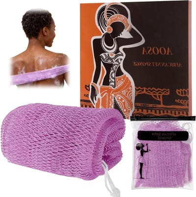 Exfoliërende Net Spons voor Snelle Droging, Bad Spons voor Lichaamsscrub, Ideaal voor Mannen en Vrouwen - Paarse Kleur en Versterkte Knoppen