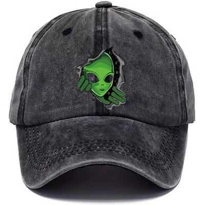 Casquette de baseball à motif extraterrestre réglable pour hommes et femmes, choix idéal pour la mode d'extérieur, chapeau à motif ludique (black,Adjustable) noir