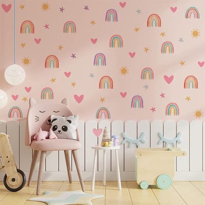 Muurtattoo regenboog, 82 stuks muursticker kinderkamer, muursticker meisjeskamer, boho muurtattoo, muursticker babykamer muurdecoratie, boho-stijl stickers voor meisjes jongens baby