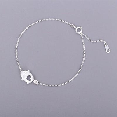Bracelets exquis créatifs faits à la main en argent sterling 925 avec dessin de petit cochon mignon, jolis bracelets creux pour femmes Sb71 gray