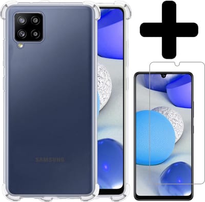 Hoesje - Met Screenprotector - Geschikt voor Samsung Galaxy A42 - Sterk & Shockproof - Back Cover - Siliconen Case - Telefoon Hoes - Shock Proof - Telefoonhoes - Transparant