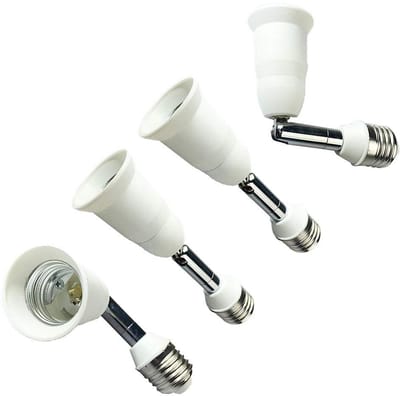 Set van 4 E27/E26 LED Lamp Base Adapters met 360 Graden Rotatie en 14 cm Lengte voor Flexibel Verlichting Gebruik