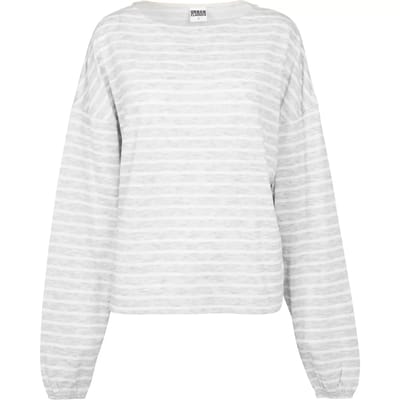Urban Classics - Oversize Stripe Pullover Longsleeve top - S - Grijs/Wit
