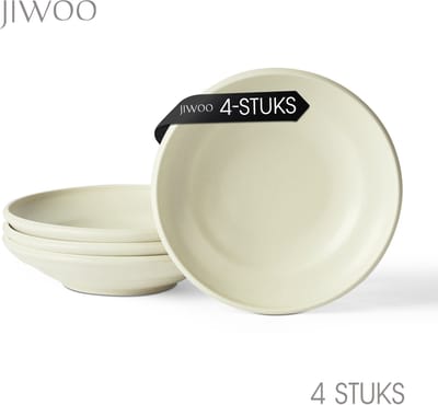 Pastabord set van 4 (Ø22 cm / 8,5inch), Diepe borden, Soepborden, Serviesset 4 persoons, Geschikt voor Restaurants, Horeca, Feest, Familiefeesten, Banketten en Picknicks, Magnetron-vaatwasserbestendig, Keramiek