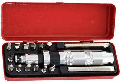 16-delig Professionele Slagschroevendraaier - Slagschroevendraaier bit set - Slagschroevendraaier met dolle bouten remover - Incl. Meetaal opbergdoos