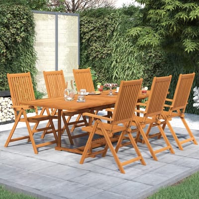 vidaXL - 7-delige - Tuinset - massief - acaciahout - 160-240 - cm