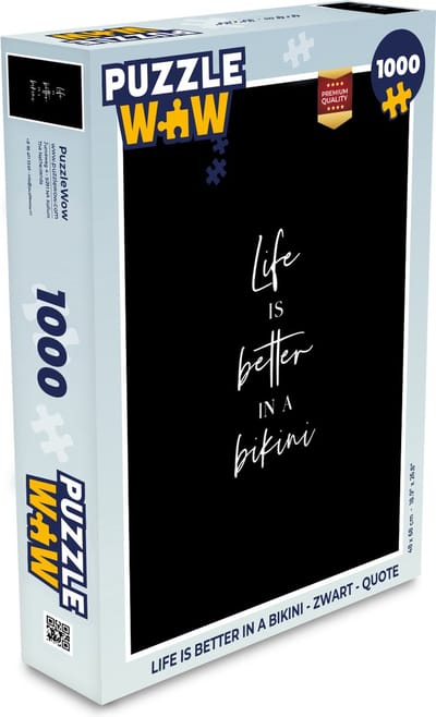 Puzzel Life is better in a bikini - Zwart - Quote - Legpuzzel - Puzzel 1000 stukjes volwassenen