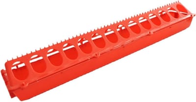 Kuikenvoederbak - Pluimveevoer Bak - Vogels Voeren - Minder Voermorsen - 51x10x10 cm - Rood
