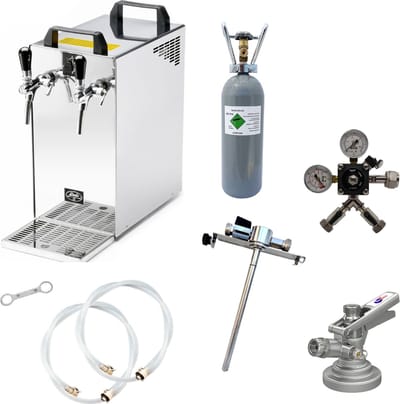 Complete set - Biertap - Kontakt 40 - 2-kraans, 50 liter/u - met Fustkoppeling KeyKeg, 5L Adapter