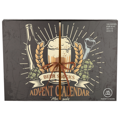 Morethansocks - Adventskalender heren - Bier - Maat 41/46 - 12-Paar sokken - kerst advent kalender - adventkalender kerst - adventskalenders