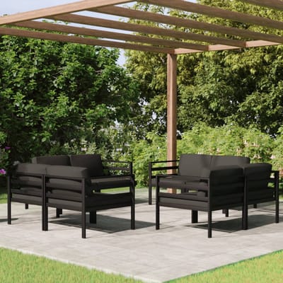 vidaXL - 8-delige - Loungeset - met - kussens - aluminium - antracietkleurig