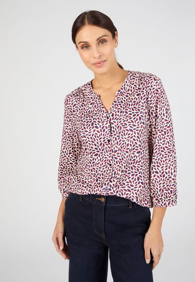 Damart - Overhemdblouse van warm tricot - Dames - Beige - XS