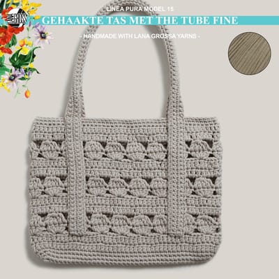 Haakpakket tas met The Tube Fine garen model 15 van Linea Pura 16-khaki