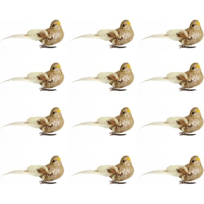Imitatie Veer Vogel Multifunctioneel Kleurvast Nepveer Vogel Ornament voor Bloemen beige