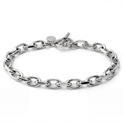 New Classics | Zilverkleurige roestvrijstalen armband met O-schakels en toggle sluiting van 6,5 mm