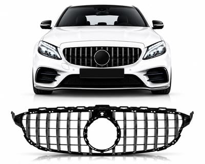 Grill Geschikt voor Mercedes C-Klasse W205 met 360° Camera Voorziening Chroom/Zwart (2014-2018)