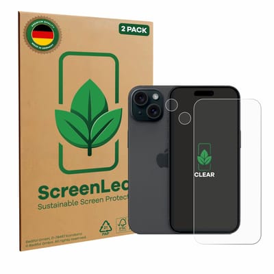 2 Stuks Screenprotector voor Apple iPhone 15 (Voor+Camera) - Hoogwaardige Beschermfolie transparant