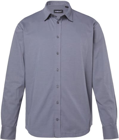 Men Plus - Heren - Jersey overhemd lange mouwen kentkraag comfortabele pasvorm - Steenblauw - Maat 3XL
