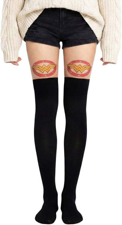 WONDER WOMAN zwart-witte panty
