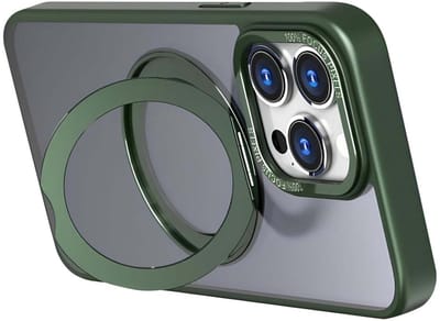 Jaym, Hoesje geschikt voor iPhone 16 Pro Max - MagSafe met Roterende Ring Standaard, Groen