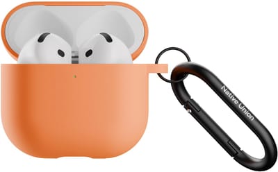 Native Union, Hoesje geschikt voor AirPods 4 - Siliconen met Metalen Karabijnhaak, Oranje