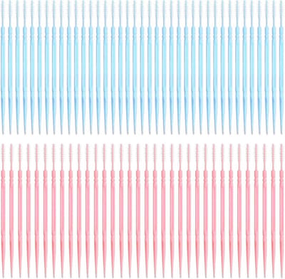Kunststof Tandenstokers - Mondreiniging Staven - Hygiënisch Werken - Flexibel Materiaal - 200 Stuks - Roze Blauw