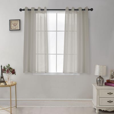 Allecto - Sheer Voile gordijnen - Luchtig en transparant - Lichtgrijs - Voor woonkamer en slaapkamer - Set van 2 panelen 140 x 160 cm