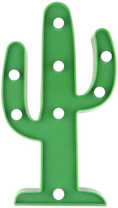 Decoratieve LED Cactuslamp voor Bureau - Tropische Marquee Sign Verlichting op Batterij voor Kinderkamer en Nachtverlichting