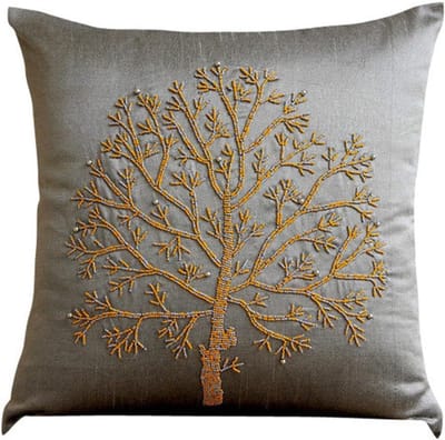 Luxe Set van 2 Decoratieve Sierkussens Grijs en Zilver 45x45cm Kunstzijde