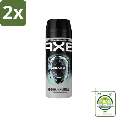 Axe - Deodorant Spray - 72hrs Anti Sweat - Apollo - 150 ml - Voordeelverpakking - 2 stuks - Anti-transpirant - Deodorant