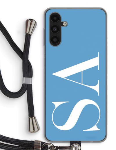 Gepersonaliseerd - Case Company® - Hoesje met koord geschikt voor Samsung Galaxy A13 5G hoesje met Koord - Monogram N°2 - Telefoonhoesje met Zwart Koord - Bescherming aan alle Kanten en Over de Schermrand