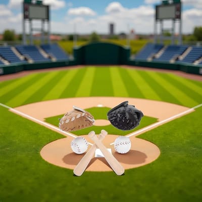 Miniatuur Honkbalset - Sport Accessoires - Poppenhuis Inrichting - Realistische Details - 1/12 Schaal - Zwart