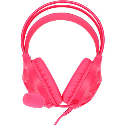 Casque Gaming Monté sur la Tête avec Son Surround 7.1, Casque Esports Over-Ear, Casque PC Filaire, Lumière LED, 50mm rouge rose