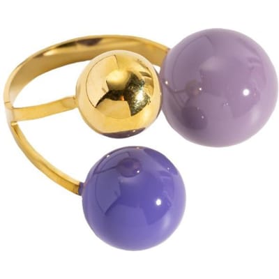 Niche Roestvrij Staal Open Ring Verguld Kleurrijke Emaille Wijzende Vinger Ring Geometrische Sferische Parelring Dames Sieraden gray