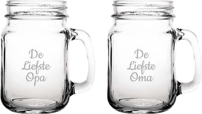 Gegraveerde Drinkglas 45cl De Liefste Opa-De Liefste Oma