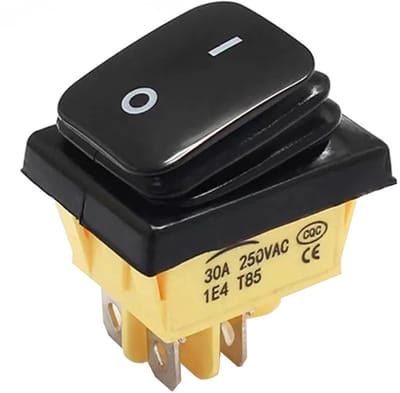 Orbit Electronic Wipschakelaar ON-OFF - 4-pins - 30x22mm - 30A 250V - Spat Waterdicht - KCD4-201-30 - Zwart