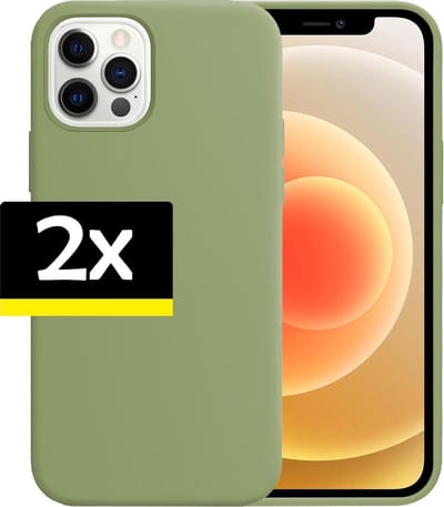 Hoesje - 2 Stuks - Geschikt voor Apple iPhone 12 Pro - Sterk & Shockproof - Case Siliconen - Back Cover - Telefoon Hoes - Telefoonhoesjes - Groen