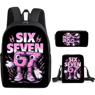 Klassiek Populair 67 zes zeven 3D Geprint 3 stuks/Set leerling Schooltassen Laptop Dagrugzak Rugzak Diagonale schoudertas Etui