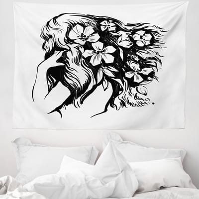 ABAKUHAUS Abstract Damestapijt en Sprei, Achteraanzicht van een meisje, 150 x 110 cm, Houtskoolgrijs wit