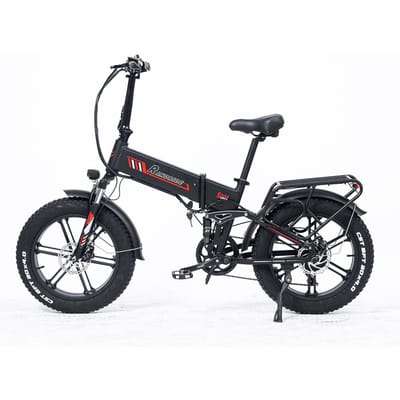 Vélo électrique pliant RANDRIDE YX20M, pneus larges 20 x 4,0, double frein à disque, moteur 1 000 W, suspension complète noir