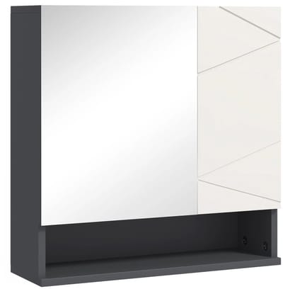 Toiletkast - Badkamerkast met Spiegel - Wandkast met Opbergruimte - Kast met Jaloeziedeuren - Badkamerkast - Ladekast - Opbergkast - Lichtgrijs + Donkergrijs
