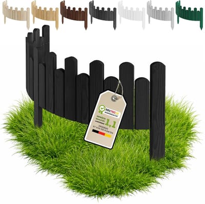 Floranica flexibele borderrand 15 x 100 cm Zwart - gazonrand houten bloembedrand rolboord voor de tuin