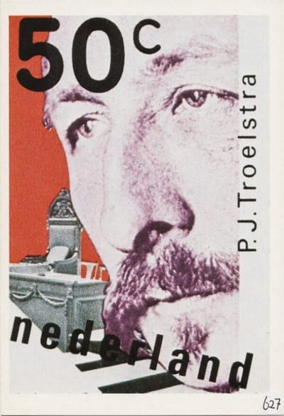 Briefkaart met afbeelding Mr. P.J. Troelstra postzegel