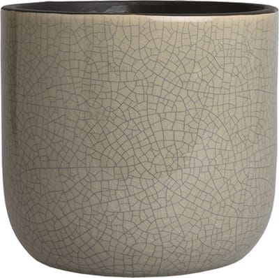 D&M Deco Bloempot Craquelé Grijs D 10.5 cm H 9 cm Opening 9,5 cm Per 2 stuks